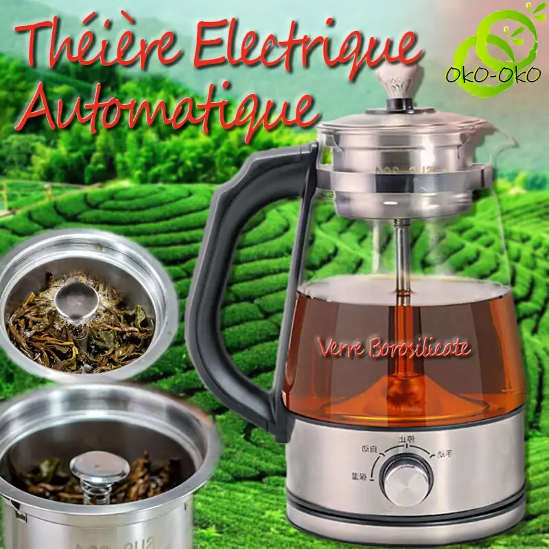 Tetera Eléctrica Temperatura Ajustable | OkO-OKO™ Tetera eléctrica de vidrio de temperatura regulable | OkO-OkO™