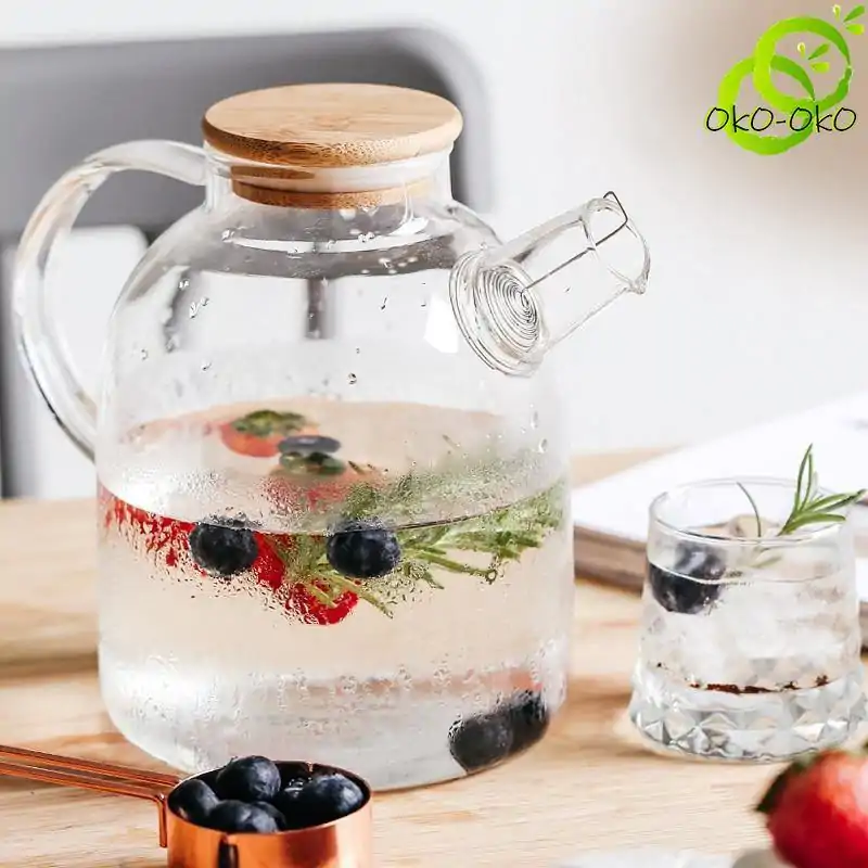 Teekannen aus Glas <br> Für die Zubereitung von Eistee (1L und 1,5L). | OkO-OKO™ Teekanne aus Glas für die Zubereitung von Eistee | OkO-OkO