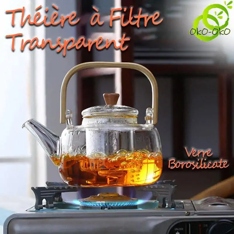 Théières en Verre <br> Avec filtre Transparent. | OkO-OKO™ Théière en Verrequi se pose directement sur une plaque à gaz | OkO-OkO