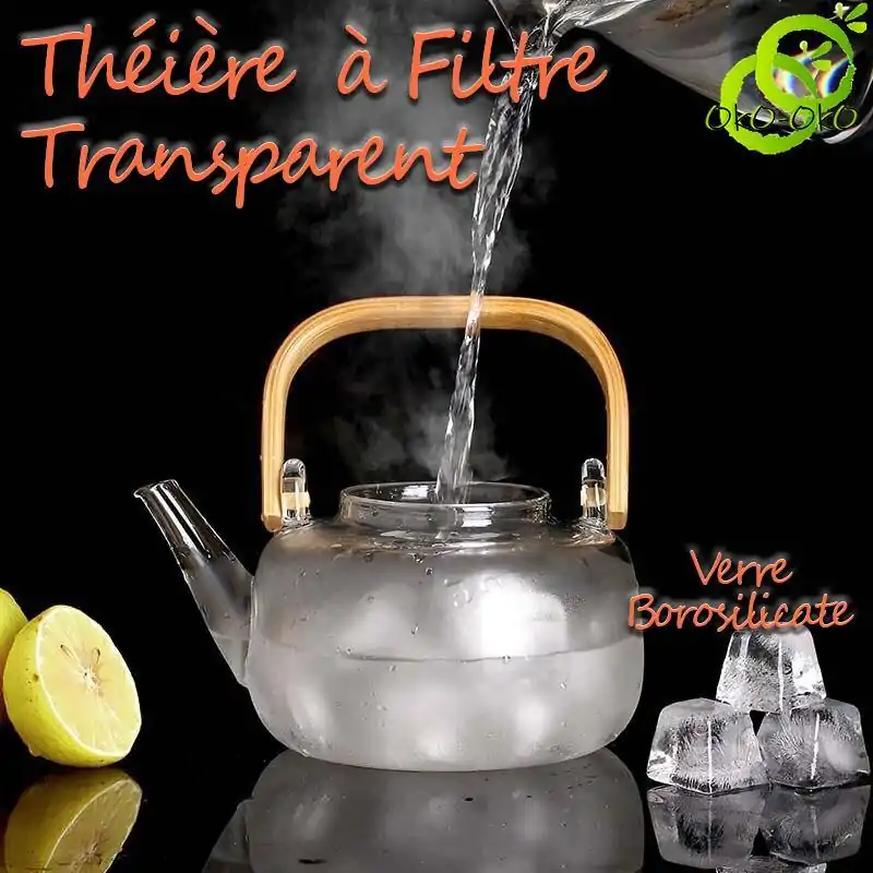 Théières en Verre <br> Avec filtre Transparent. | OkO-OKO™ Théière en Verre borosilicate avec Filtre Transparent | OkO-OkO