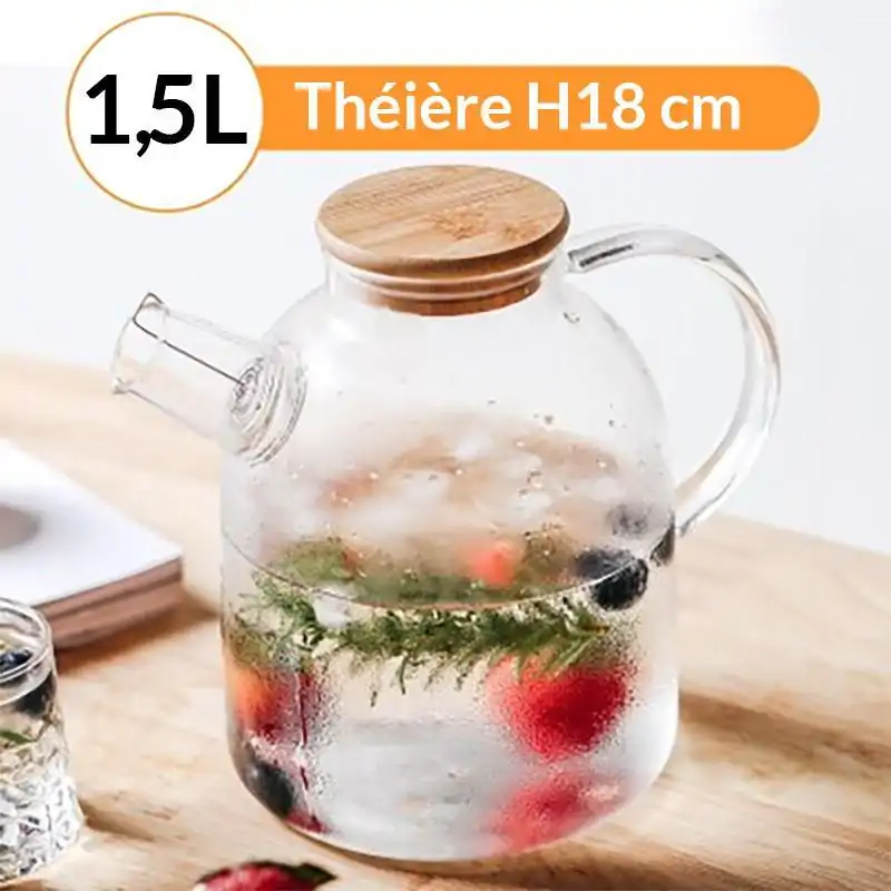 Théières en Verre <br> Pour préparer les thés glacés (1L et 1,5L). | OkO-OKO™ Théière en Verre pour les Thés Glacés variante 1,5L | OkO-OkO