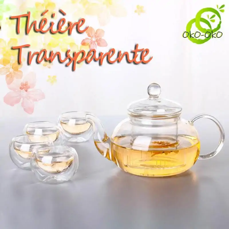 Théières en Verre <br> Transparente. | OkO-OKO™ Théière transparente avec du thé de Chrysanthème | OkO-OkO