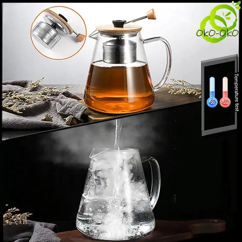 Théières en Verre <br> Avec Filtre Rétractable. | OkO-OKO™ Théière en Verre avec Filtre (rétractable) | OkO-OkO