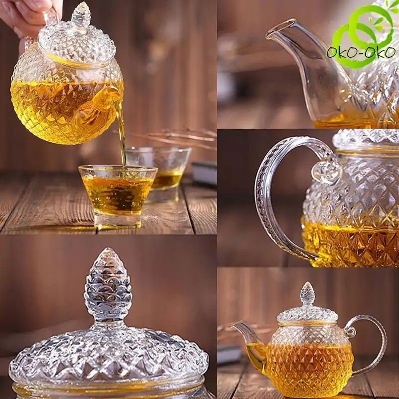 Théières en Verre <br> Avec Chauffe Plat (à bougie). | OkO-OKO™ Magnifique Theiere en Verre avec Chauffe Plat pas cher | OkO-OkO™