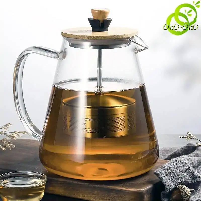 Acheter Théière en Verre avec Filtre rétractable pas cher | OkO-OkO