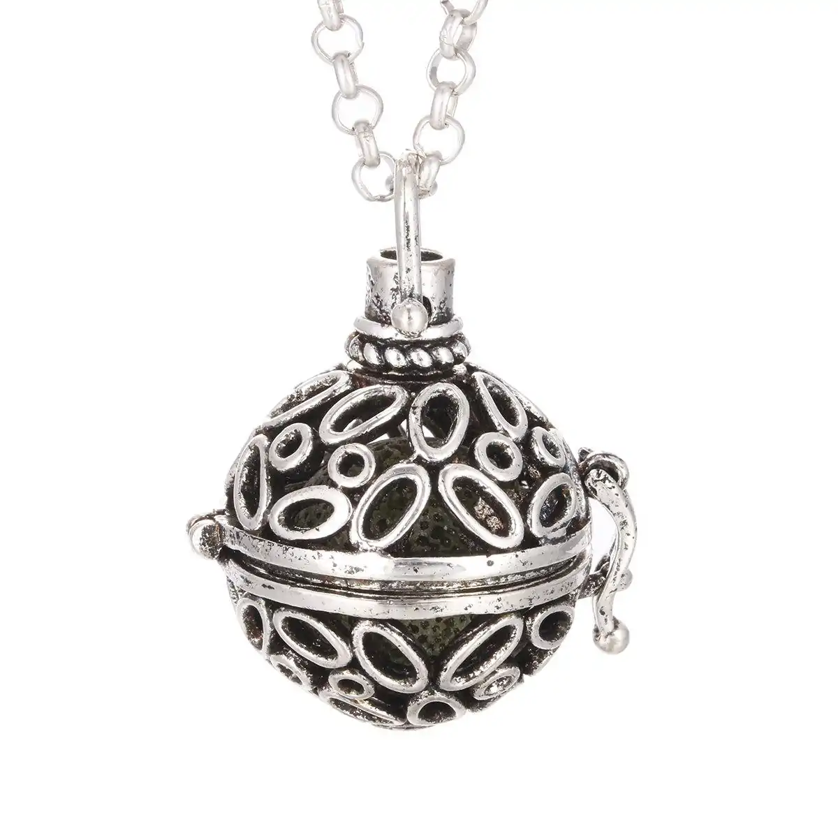 Bijou Diffuseur Huiles Essentielles <br> Pendentif Vintage. | OkO-OKO™ Pendentif diffuseur huiles essentielles sphérique avec motif ovales | oko oko