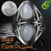 Bague Pierre de Lune Argent double pierre naturel | OkO-OkO™