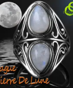 Mondstein Ring Silber Doppel Naturstein | OkO-OkO™