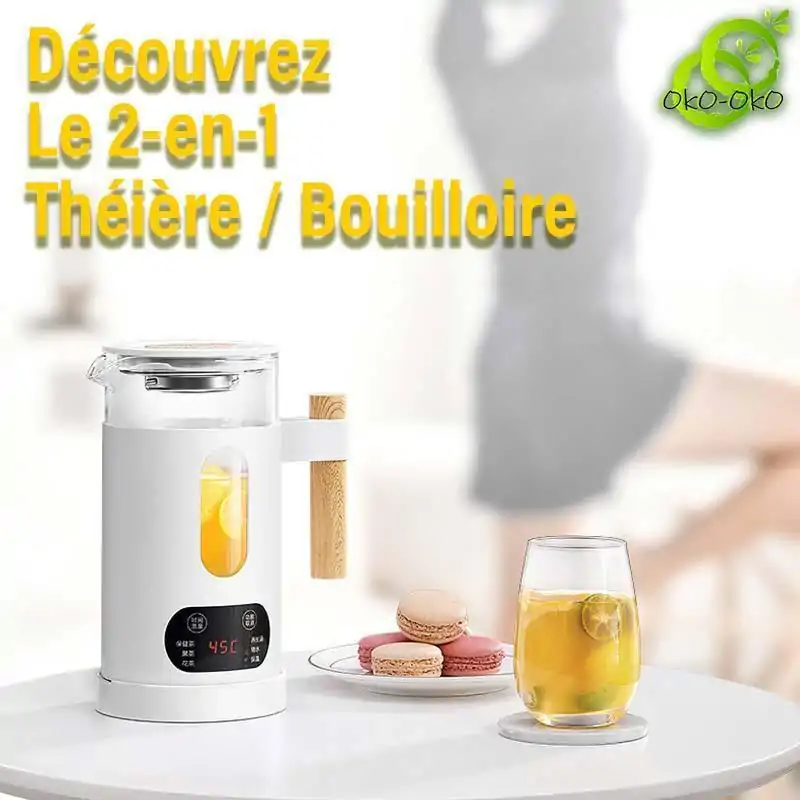 Théières Électriques <br>Bouilloire électrique 2 en 1. | OkO-OKO™ Acheter Bouilloire Électrique en verre et Théière 2 en 1 | OkO-OkO™