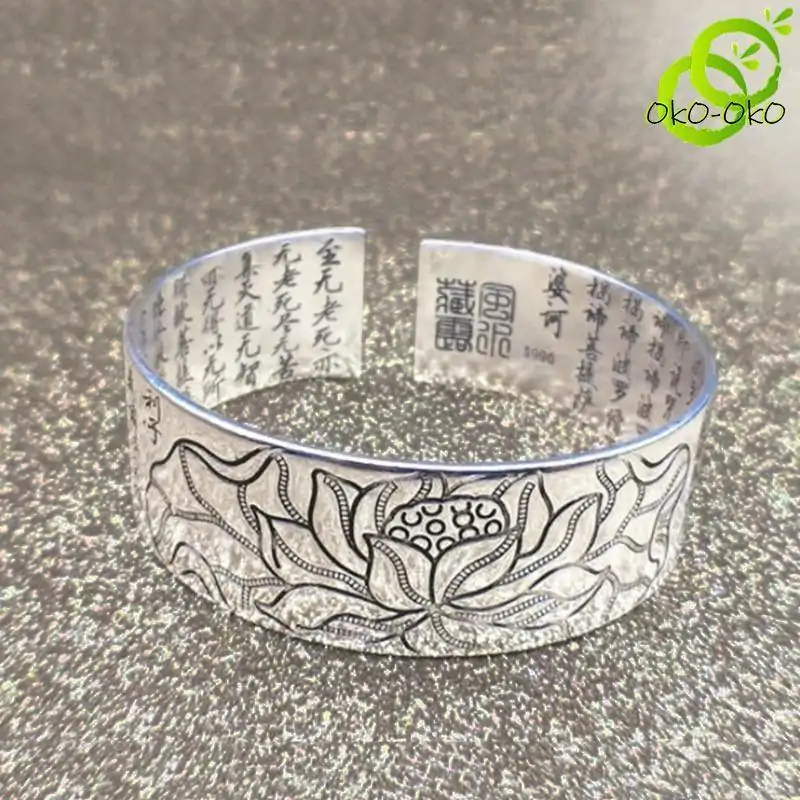 Acheter bracelet lotus Tibétain argent joli et pas cher