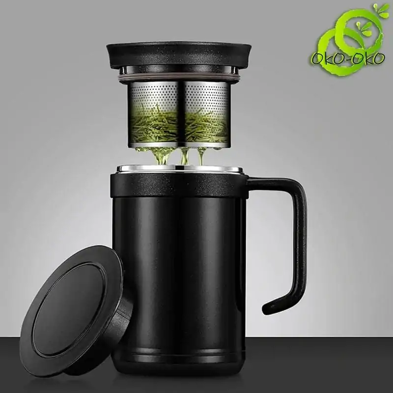 Théière Nomade <br>Mug isotherme avec infuseur. | OkO-OKO™ Mug isotherme avec infuseur pour le thé vert | oko oko