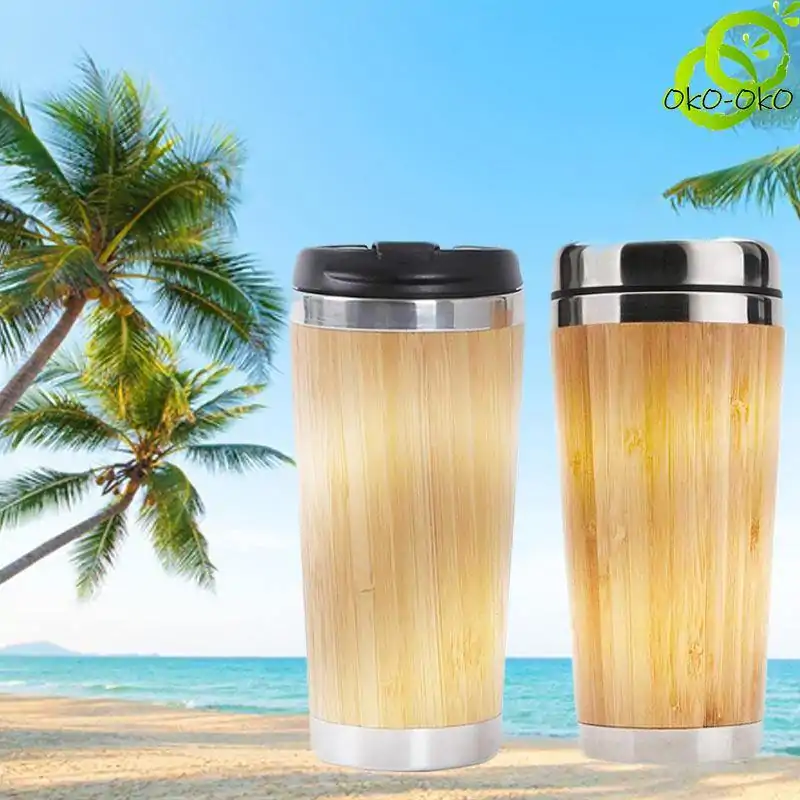 Thermos <br>Mug Isotherme Bamboo (intérieur Inox). | OkO-OKO™ Mug bamboo isotherme | oko-oko
