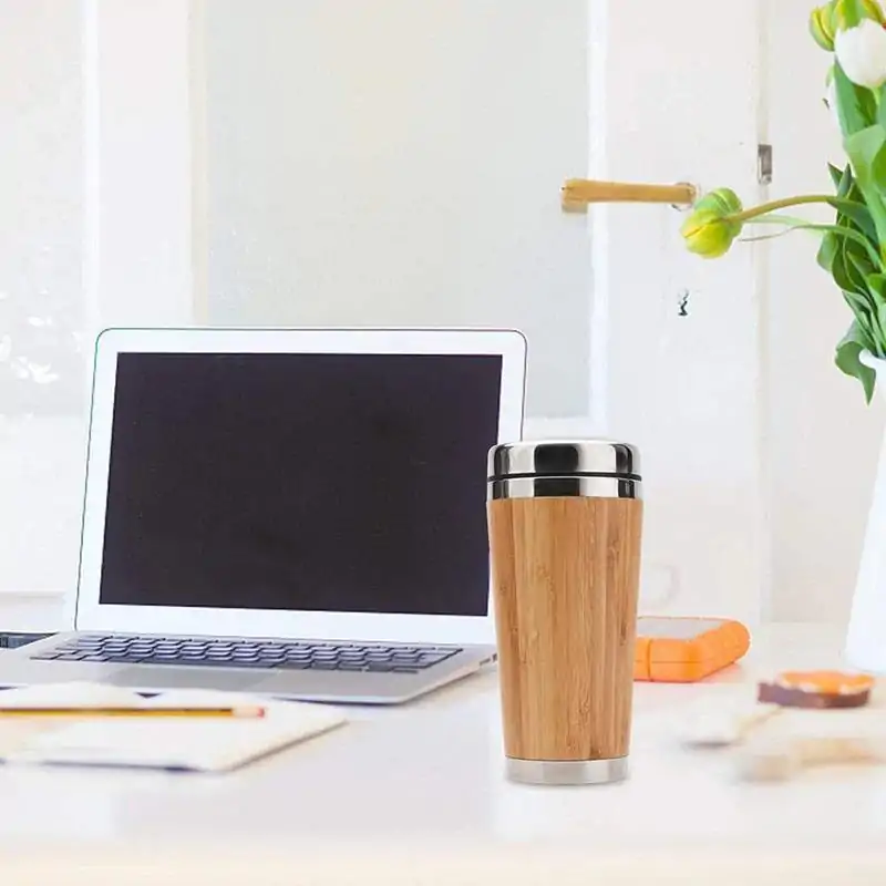 Thermos <br>Mug Isotherme Bamboo (intérieur Inox). | OkO-OKO™ mug bamboo pour le travail | oko-oko