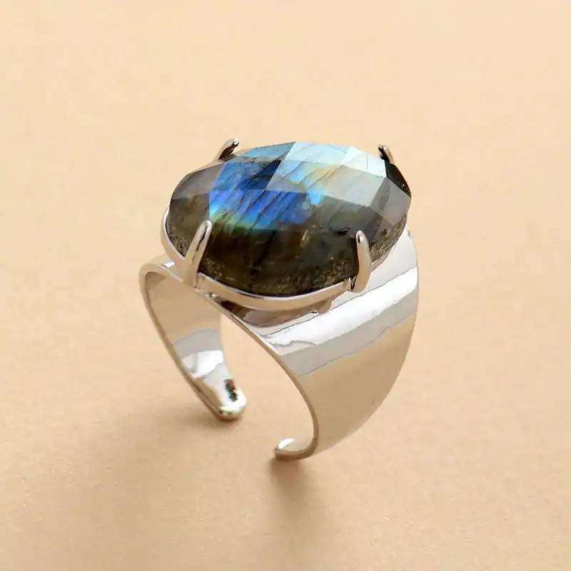 Bijou Lithothérapie <br> Bague Labradorite | OkO-OKO™ Bague Labradorite Bleu | oko-oko