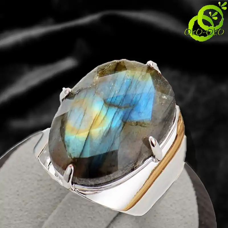 Bijou Lithothérapie <br> Bague Labradorite | OkO-OKO™ Bague Labradorite facettée | oko-oko