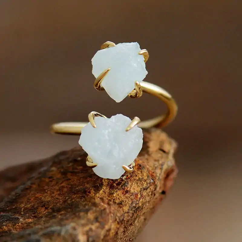 Bijou Lithothérapie «br» Bague Pierre naturelle brute. | OkO-OKO™ bague-pierre-naturelles-brute quartz blanc