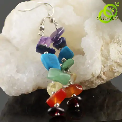 Buckle-7-chakra-stones-rough on a natural stone OkO-OkO