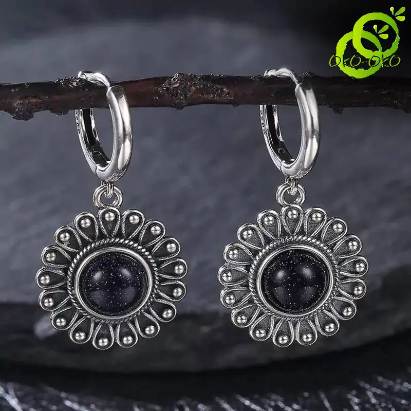 Lithotherapy Jewelry Sun Earrings | OkO-OKO™ Cheap blue sand sun earrings | oko-oko