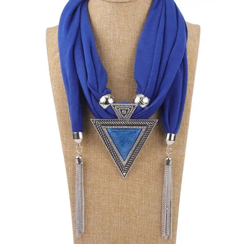 Sieraden Sjaal ketting sieraden. | OkO-OKO™ Ketting sjaal juweel driehoek Blauw goedkoop OkO-OkO