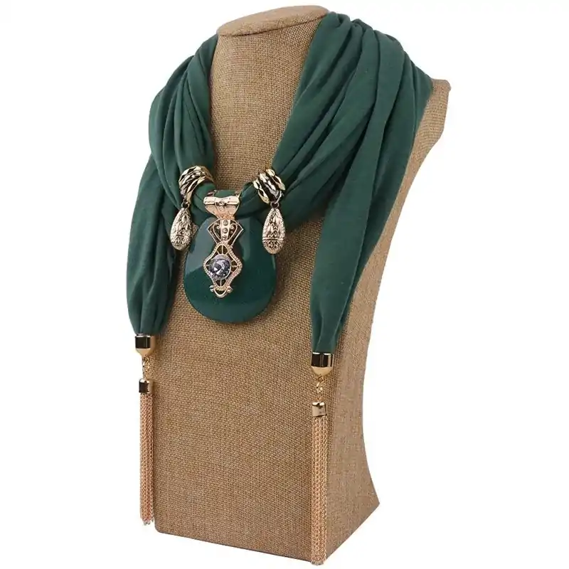 Sieraden Sjaal ketting sieraden. | OkO-OKO™ Ronde sjaalketting donkergroen OkO-OkO