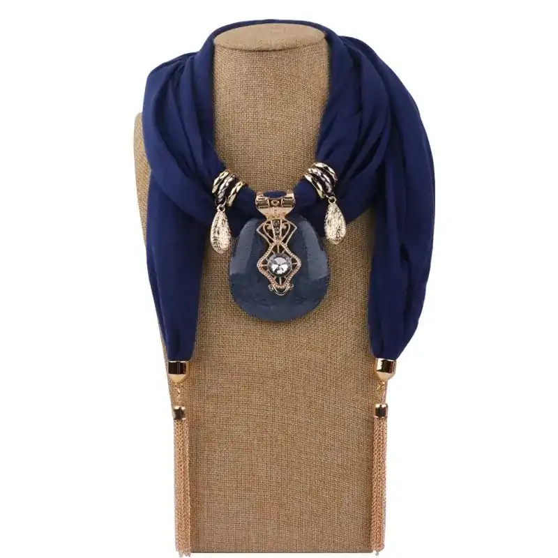 Sieraden Sjaal ketting sieraden. | OkO-OKO™ Ronde sjaalketting Blauw OkO-OkO