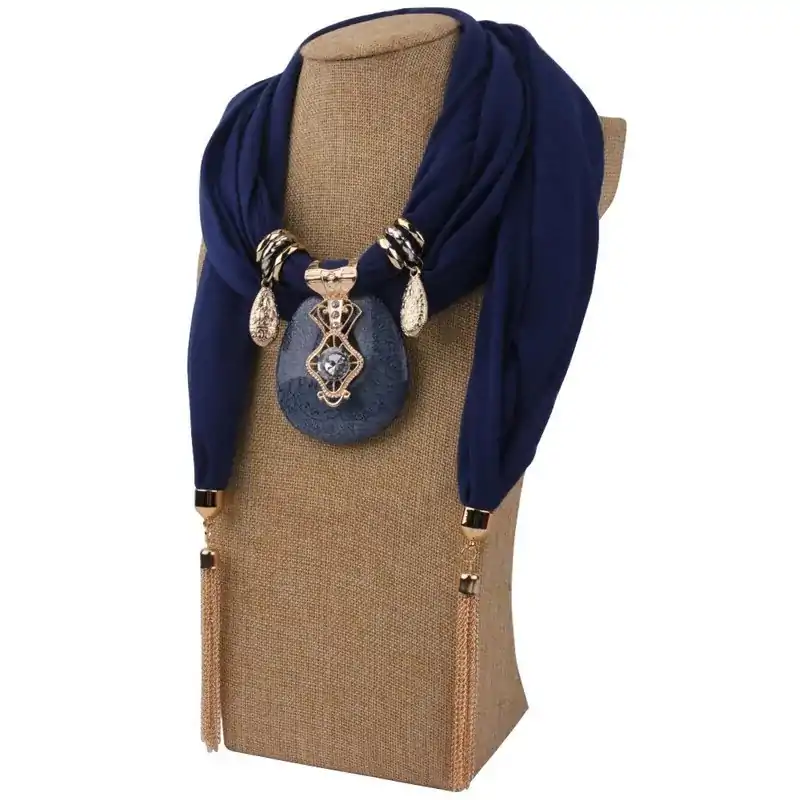 Sieraden Sjaal ketting sieraden. | OkO-OKO™ Ketting sjaal juweel Rond Blauw goedkoop OkO-OkO