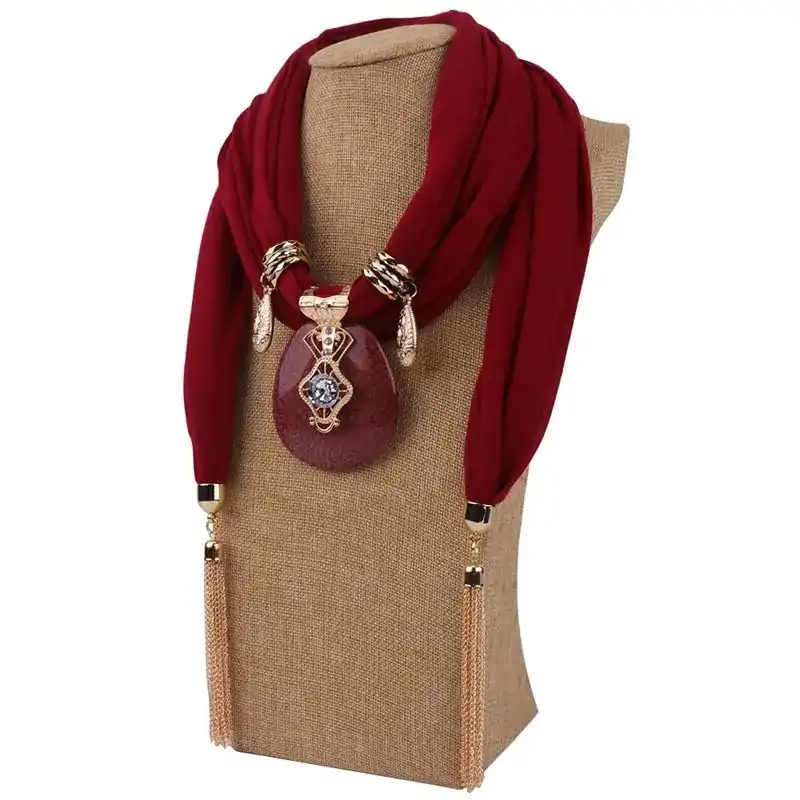 Sieraden Sjaal ketting sieraden. | OkO-OKO™ Ketting sjaal goedkoop sieraad Rond rood profiel OkO-OkO