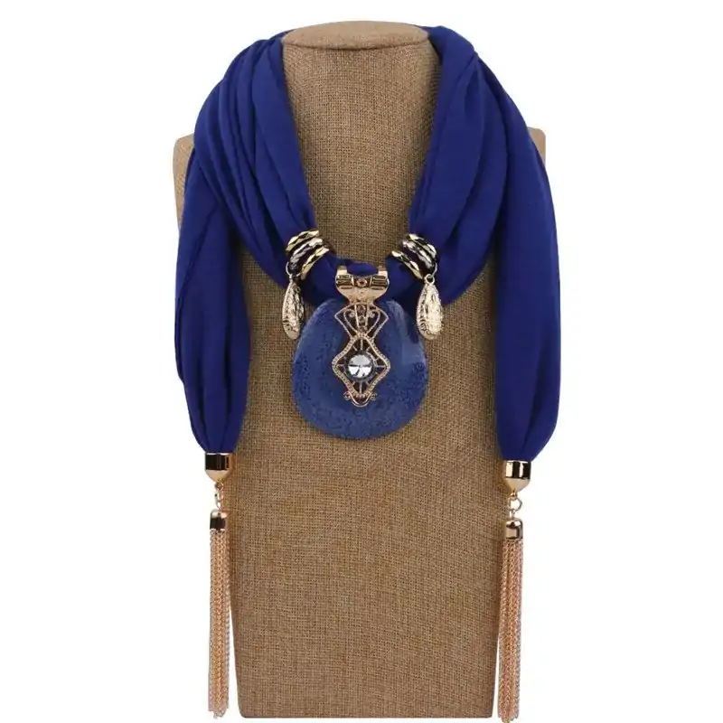 Sieraden Sjaal ketting sieraden. | OkO-OKO™ OkO-OkO blauwe ronde juwelen sjaalketting