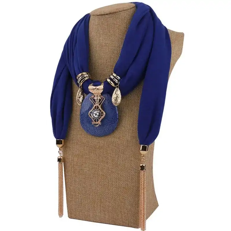 Sieraden Sjaal ketting sieraden. | OkO-OKO™ Ketting juwelen sjaal Rond profiel Blauw OkO-OkO