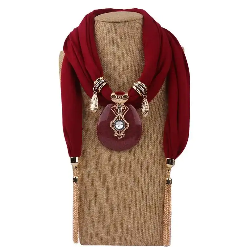 Sieraden Sjaal ketting sieraden. | OkO-OKO™ Rode ronde sjaalketting OkO-OkO