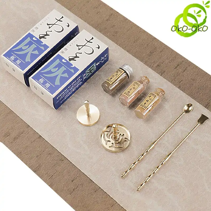 Incienso Molde de Cobre para Polvo de Incienso | OkO-OKO™ Set Incienso Loto y Polvo Blanco + Utensilios | OkO-OkO