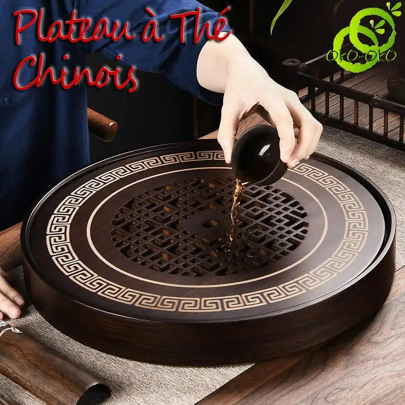 Plateau à thé chinois Rond traditionel en Bambon| oko-oko