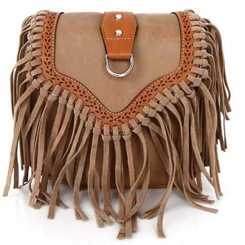 Fringe Handbag | OkO-OKO™ Bag fringe variant beige and khaki | OkO-OkO