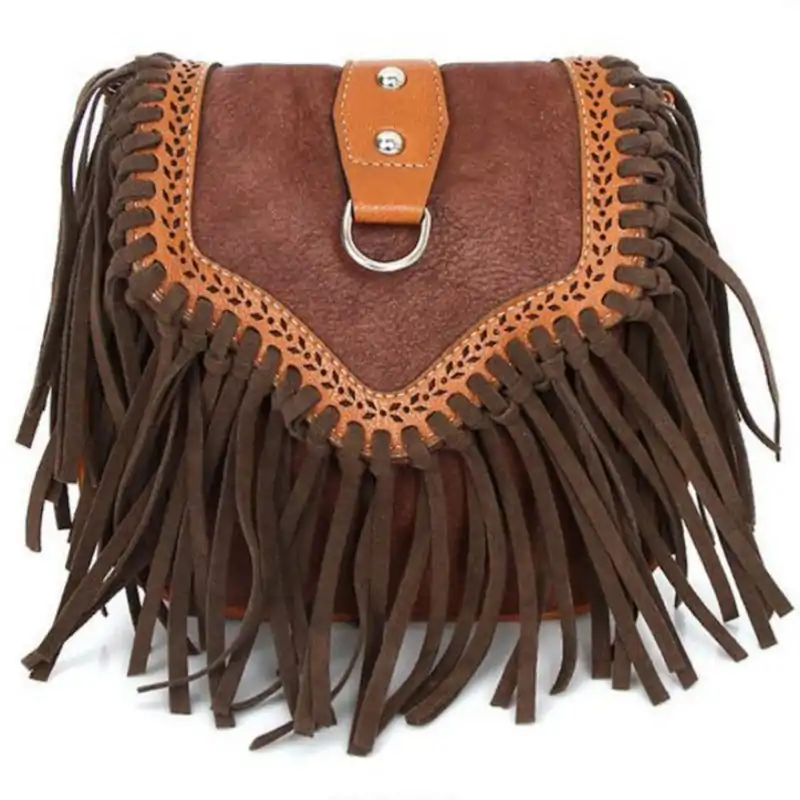 Fringe Handbag | OkO-OKO™ Auburn brown fringe bag | OkO-OkO