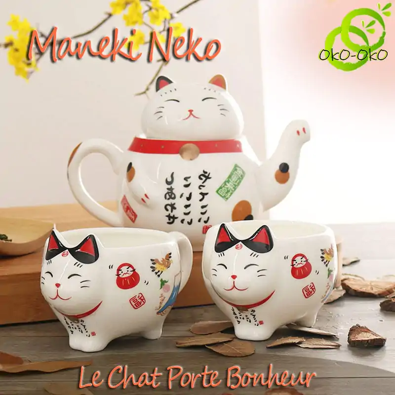 Tea set Theiere + cat cup Maneki Neko | oko-oko