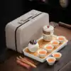 Servicio-a-la-viaje-luxe-rectangular-OkO-OkO ilustración con bandeja de pinza 6 tazas y tetera