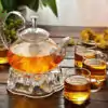 Service à Thé <br> en Verre | OkO-OKO™ Service à thé en verre transparent avec réchaud à bougie en option