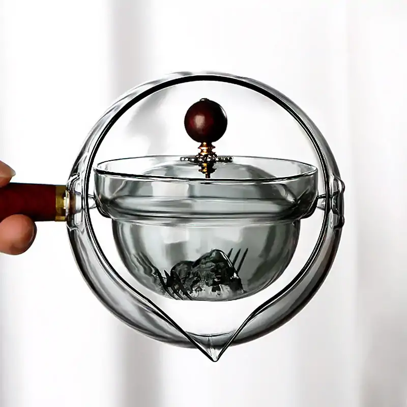 Théière Rotative en Verre 500 ml | OkO-OKO™ Théière rotative japonaise pour les amateurs sde thé sur fond claire-oko-oko-
