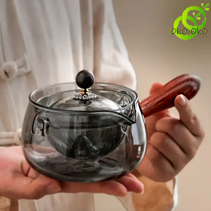 Théière Rotative en Verre 500 ml | OkO-OKO™ Théière rotative pas cher tenue dans les mains-oko-oko