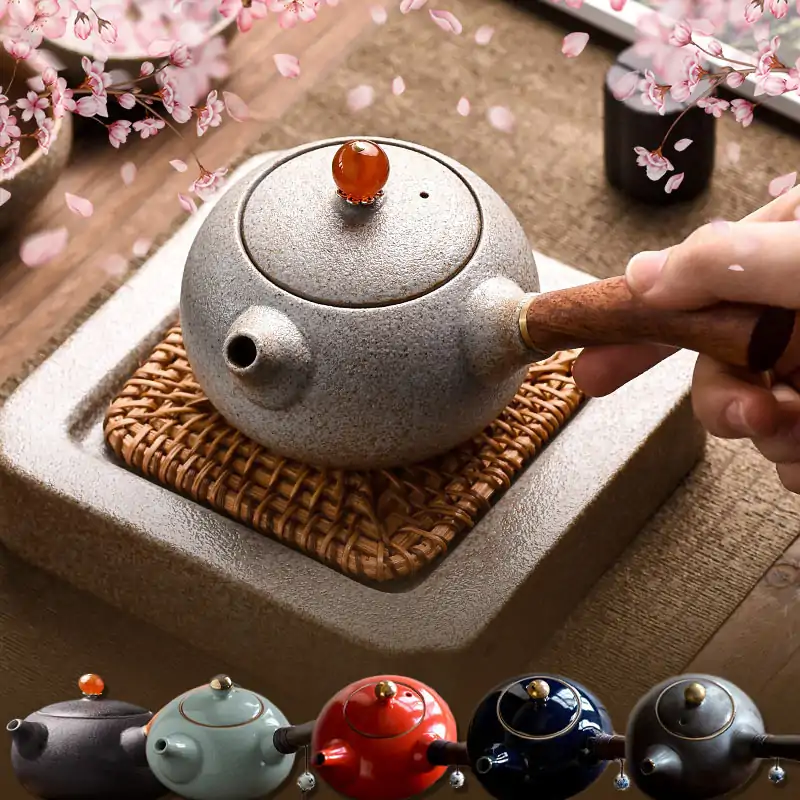 Théière Céramique <br> Japonaise (Sablée ou Blanche) | OkO-OKO™ Théière-céramique-japonaise-six-variantes sans logo