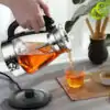 Tetera Eléctrica Temperatura Ajustable | OkO-OKO™ Tetera eléctrica 2 en 1 de acero inoxidable con control de temperatura y asa negra oko-oko