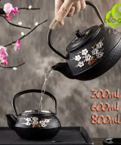 Teekanne aus schwarzem Gusseisen mit Kirschblüte - oko-oko-Premiere