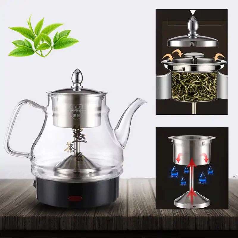 Théières Électriques <br>Automatique. | OkO-OKO™ Théière en verre électrique automatique noir sans ébullition