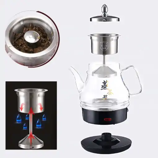Teteras eléctricas <br>Automáticas. | OkO-OKO™ Tetera de cristal automática descripción barata