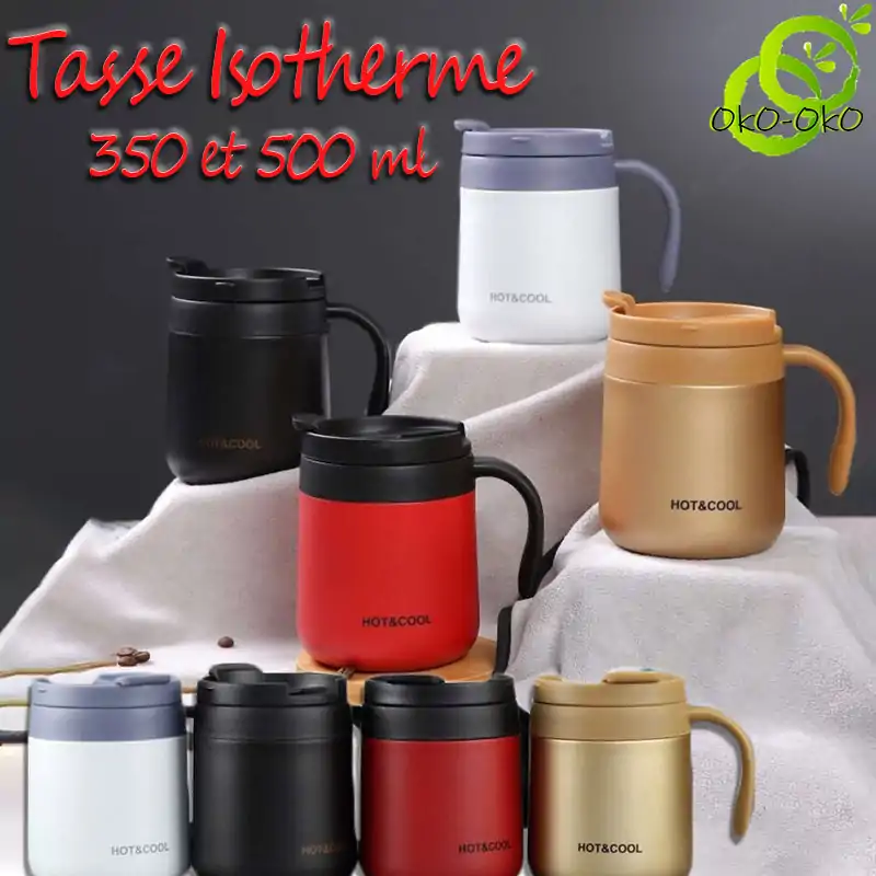 Waterdichte geïsoleerde thermosmok met antislip handvat Volledige collectie | OkO-OkO