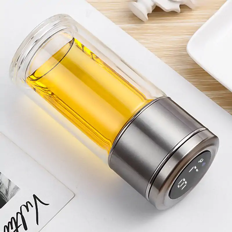 <br> Thermosfles Intelligent glas | OkO-OKO™ smart-thermos-in-glas-Roestvrijstalen variant